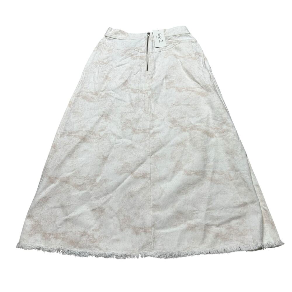SEA NEW YORK Marble Denim Skirt Cream Tan White Women's Size 4 NWT Zip Front - Picture 6 of 11